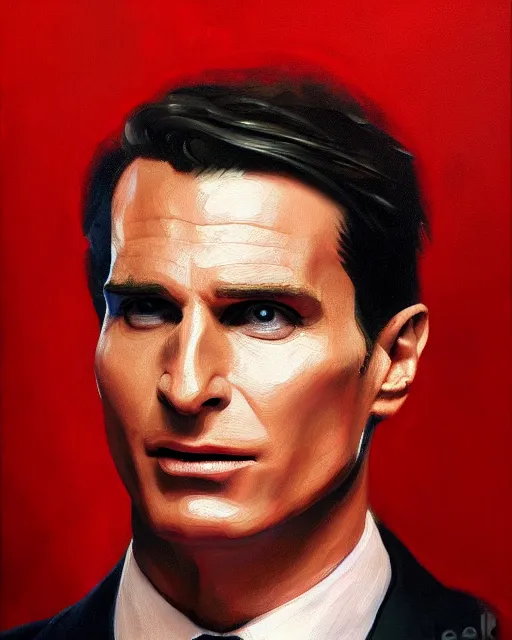 Prompt: oil painting portrait of patrick bateman, serbian flag background, cinematic lighting, high production value, intricate details, high resolution, hdr, high definition, masterpiece, realistic, ultrarealistic, highly detailed, hd, sharp focus, non blurry, sharp, smooth