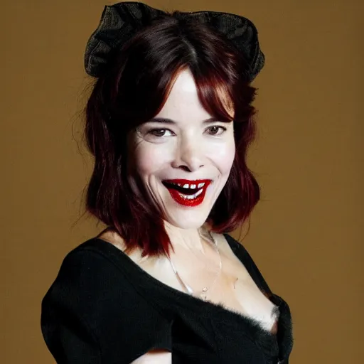 Image similar to parker posey as a vampire, baring her sharp teeth