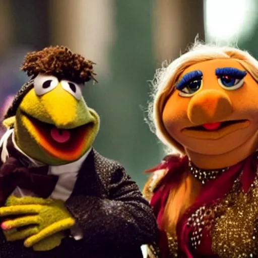 Prompt: movie still of muppets in The Hunger Games