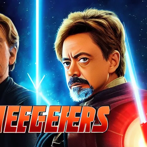 Image similar to Luke Skywalker meets tony stark in movie avengers endgame