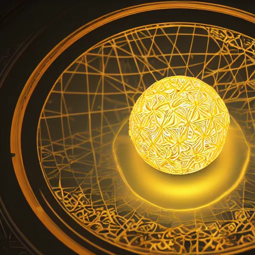 Image similar to glowing orb, detailed, intricate, arabesque, zoomed, photorealistic, volumetric, 8 k render