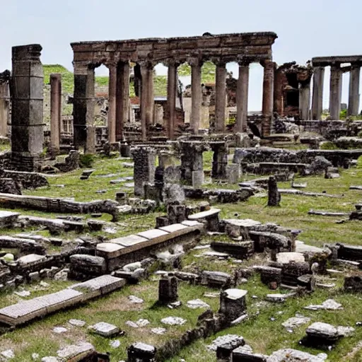 Image similar to ancient roman city in ruins of blight and plague