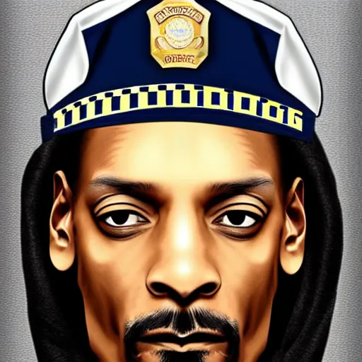 Image similar to Snoop Dog as a police-man, photorealistic, hyperdetalied,high quality,