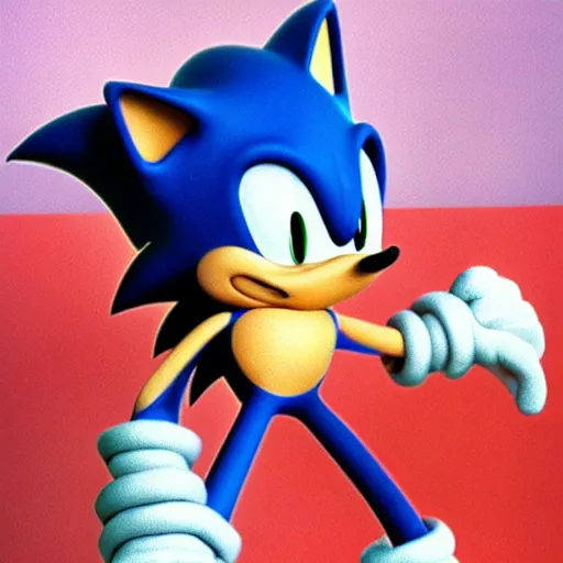 Prompt: sonic the hedgehog in the 1 9 7 0 s