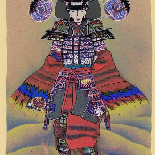 Image similar to a ancient psychedelic samurai