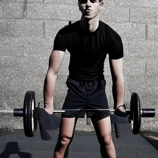 Prompt: a handsome hunky young anarchist working out