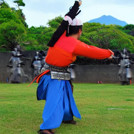 Prompt: A samurai performing Kamehameha