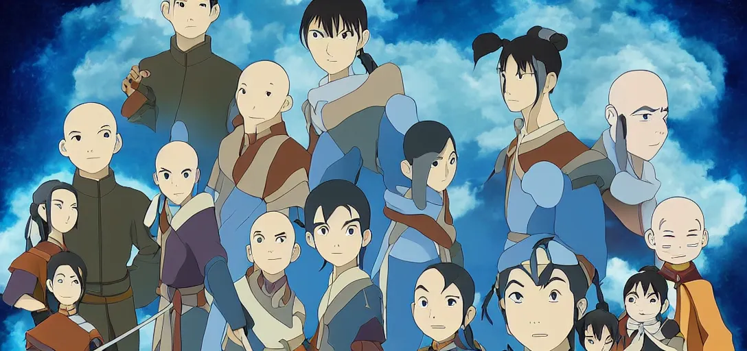 Prompt: Avatar the Last Airbender poster in the style of Studio Ghibli