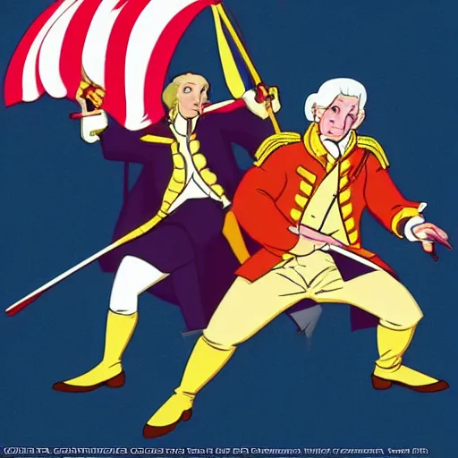 Image similar to george washington revolutionary war 1 9 9 0 s disney, cel shading still reimagined