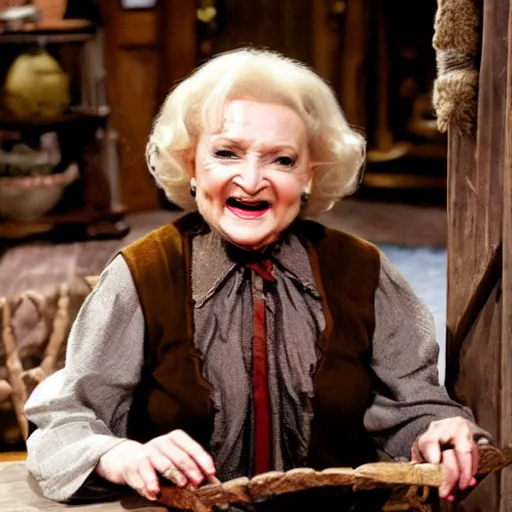 Image similar to betty white as bilbo baggins from lord of the rings