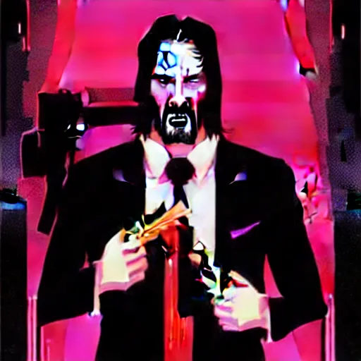 Prompt: john wick, hotline miami art style, by wlop