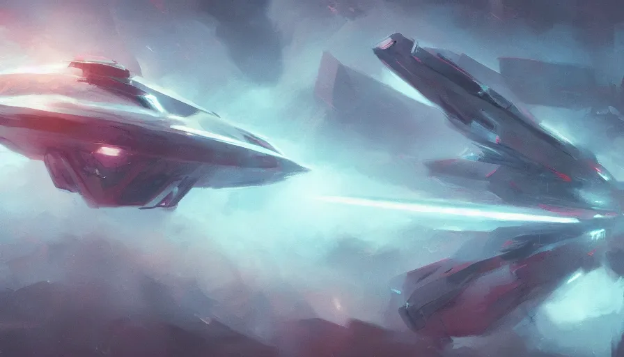 Image similar to concept art by jama jurabaev, cinematic shot, trending on artstation, high quality, brush stroke, hyperspace, pale colors, spaceship