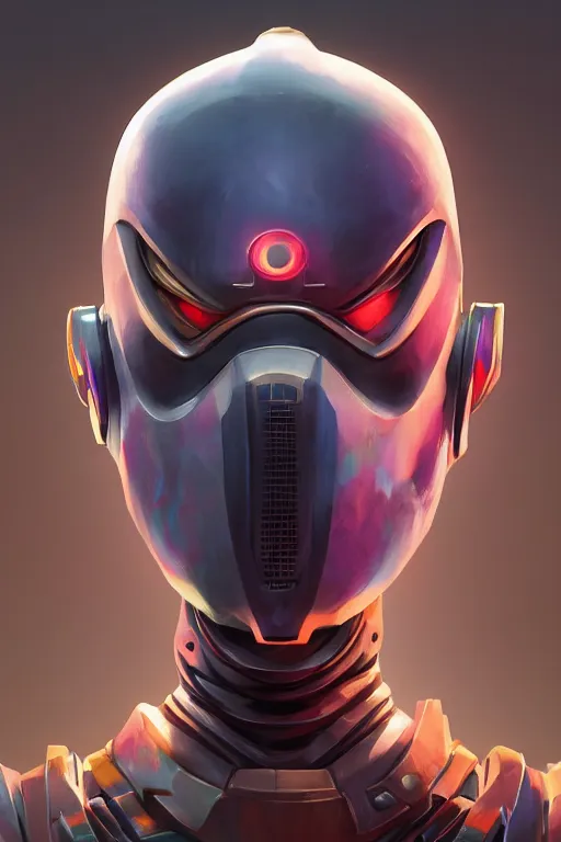 Image similar to epic mask helmet robot ninja portrait stylized as fornite style game design fanart by concept artist gervasio canda, behance hd by jesper ejsing, by rhads, makoto shinkai and lois van baarle, ilya kuvshinov, rossdraws global illumination radiating a glowing aura global illumination ray tracing hdr render in unreal engine 5