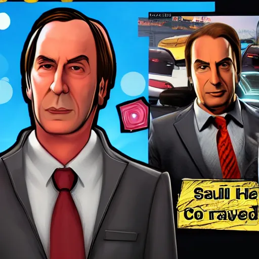 Image similar to saul goodman as a video game character