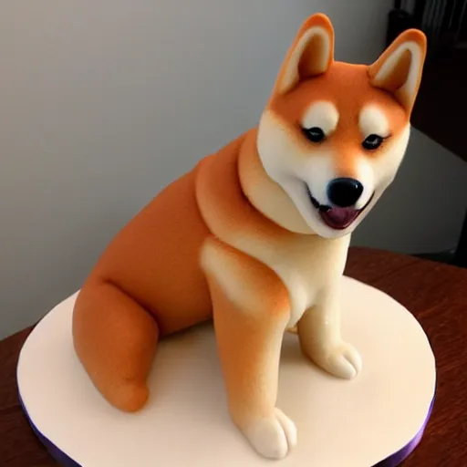 Prompt: a shiba inu as a birthday cake