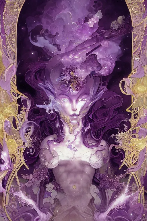 Image similar to purple fire magic, amethyst, magical, painted purple, rpg, icon, by nekro, peter mohrbacher, alphonse mucha, brian froud, yoshitaka amano, kim keever, victo ngai, james jean