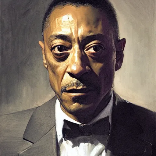 Image similar to portrait of a determined looking giancarlo esposito as moff gideon, by jeremy mann, anders zorn.