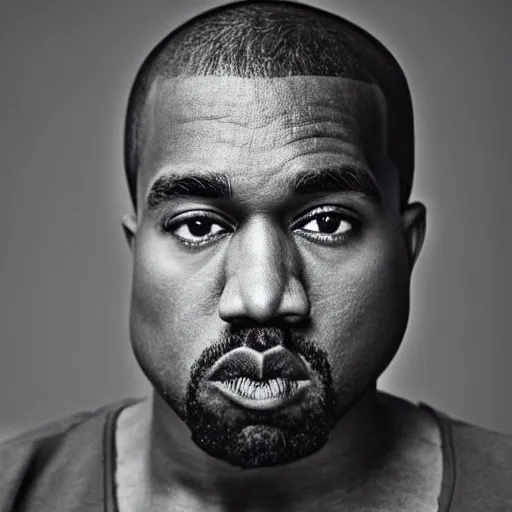 Image similar to the face of young kanye west wearing yeezy clothing at 3 5 years old, portrait by julia cameron, chiaroscuro lighting, shallow depth of field, 8 0 mm, f 1. 8