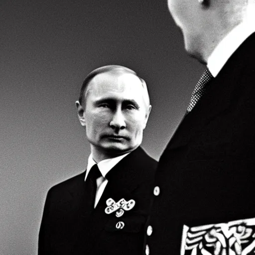 Image similar to Putin looks like Hitler, photography,
