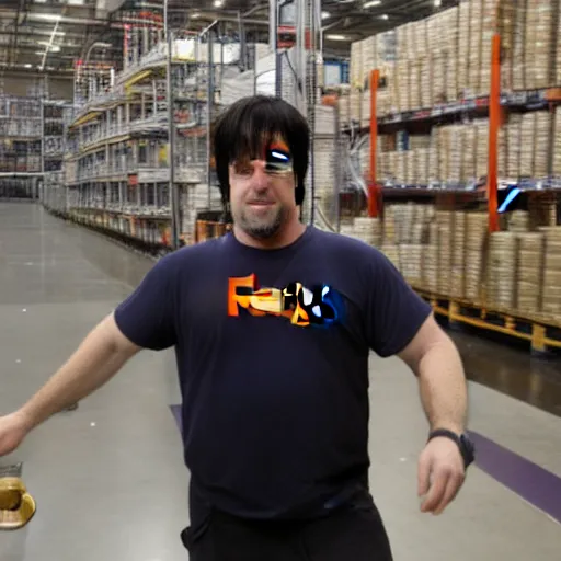 Prompt: danzig working in fedex warehouse