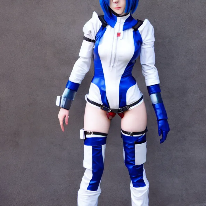 Image similar to tifa lockheart in rei ayanami plugsuit cosplay