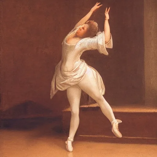 Image similar to lonely women preforming dance, 17th century, 4k, highly detailed, spot light, soft light