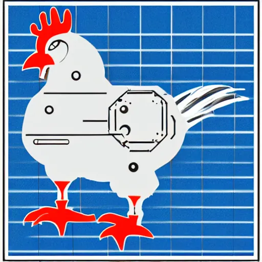 Image similar to a schematic of a robotic chicken