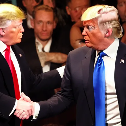 Image similar to anderson cooper and donald trump shaking hands