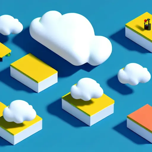 Prompt: a cloud computing isometric 3 d icons for mobile game, 8 k resolution, gamedesign, octane render, blender 3 d