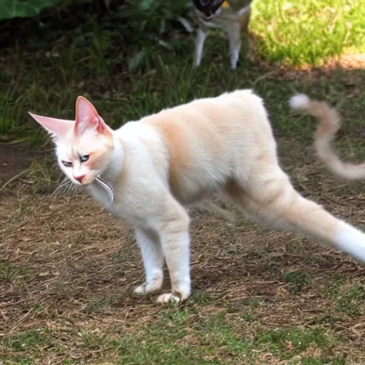 Prompt: Flamepoint Siamese Cat hunting