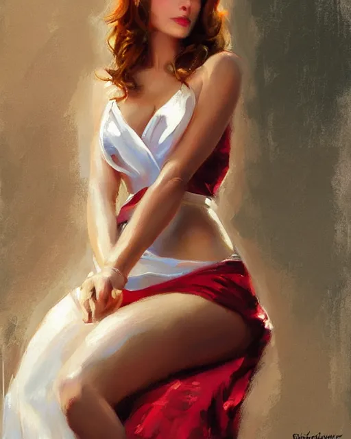 Image similar to a painting of a pretty woman by richard s. johnson