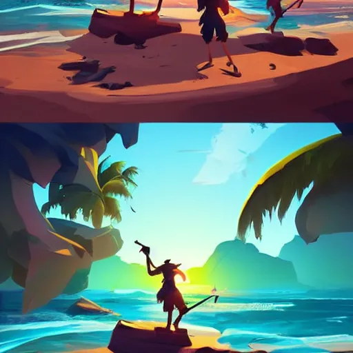 Image similar to painting treasure on sea of thieves game smooth median photoshop filter cutout vector, behance hd by jesper ejsing, by rhads, makoto shinkai and lois van baarle, ilya kuvshinov, rossdraws global illumination