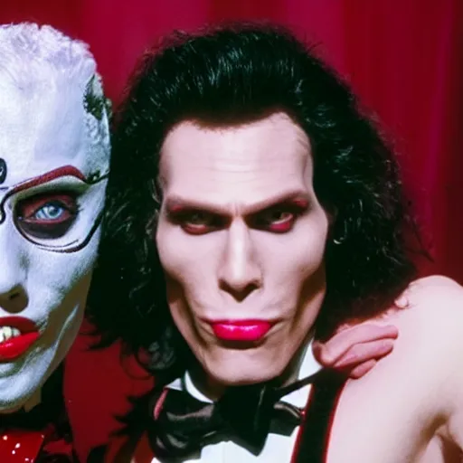 Image similar to Live Action Still of Jerma in The Rocky Horror Picture Show, real life, hyperrealistic, ultra realistic, realistic, highly detailed, epic, HD quality, 8k resolution, body and headshot, film still