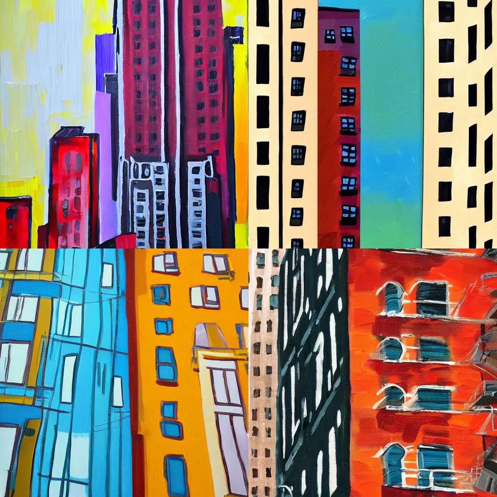 Prompt: new york city building abstract flat painting