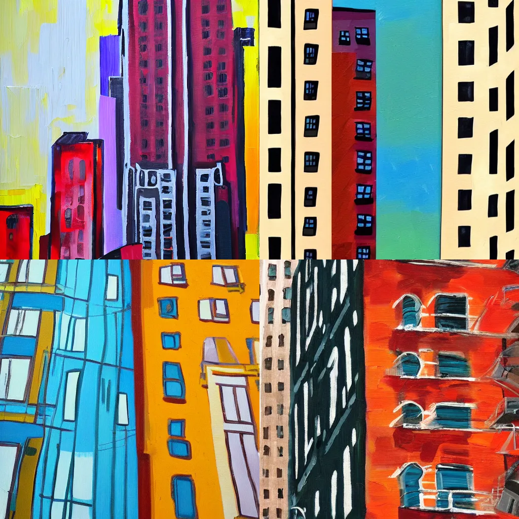 New York City Building Abstract Flat Painting Stable Diffusion OpenArt