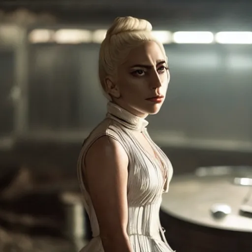 Image similar to still of young lady gaga in westworld tv series