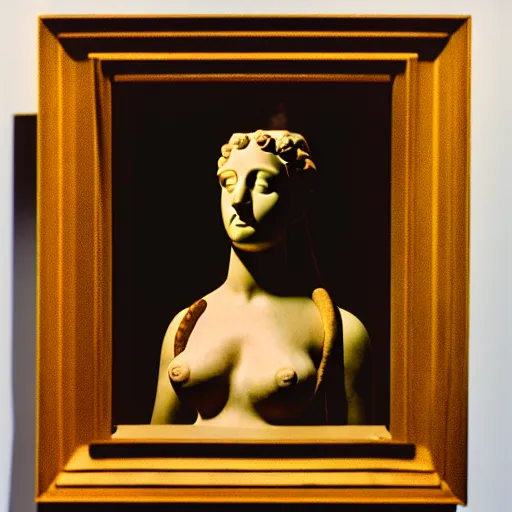 Image similar to a studio portrait photograph of the venus of milo as a real person by annie leibowitz, f 2. 8 5 0 mm zeiss, kodachrome iso 5 0