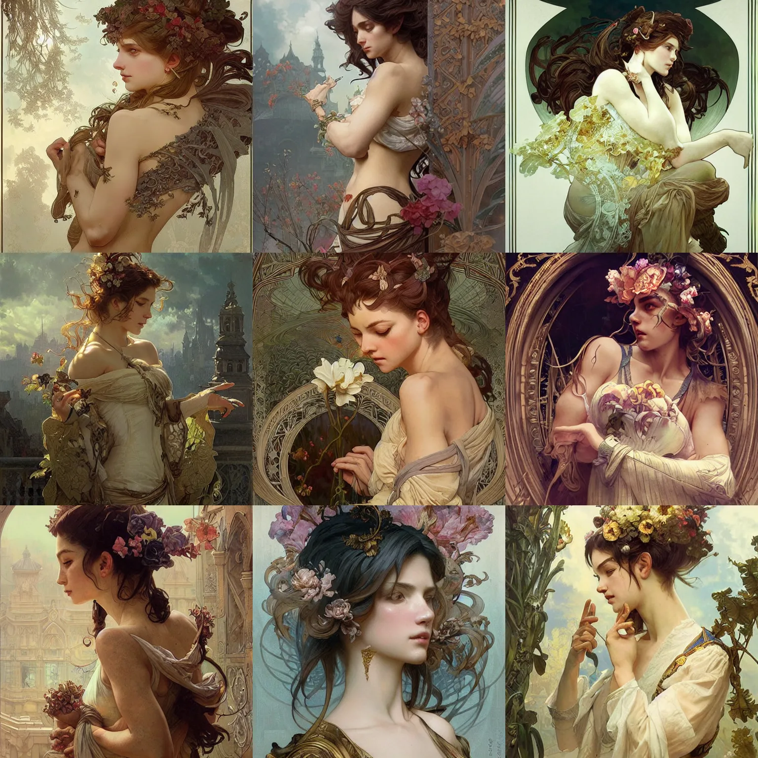 Prompt: intricate details to everything visible a dramatic beautiful breathtaking artwork Neo Rococo highly detailed matte sharp focus Artgerm and Greg Rutkowski and Alphonse Mucha