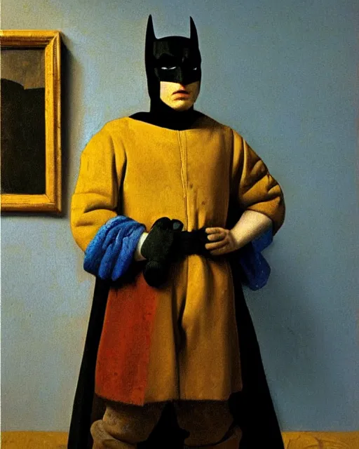 Image similar to johannes vermeer painting of batman