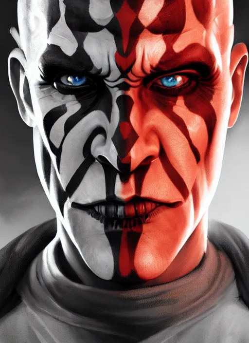 Image similar to highly detailed portrait darth maul in gta v, stephen bliss, unreal engine, fantasy art by greg rutkowski, loish, rhads, ferdinand knab, makoto shinkai and lois van baarle, ilya kuvshinov, rossdraws, tom bagshaw, global illumination, radiant light, detailed and intricate environment