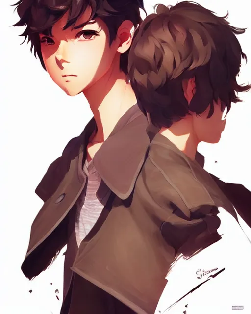 Prompt: teen boy with short messy brown hair, hacker kid, portrait shinkai makoto studio ghibli studio key hideaki anno sakimichan stanley artgerm lau rossdraws james jean marc simonetti elegant highly detailed digital painting artstation pixiv