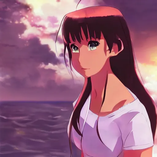 Image similar to Dwayne Johnson portrayed as an anime girl, by artist makoto shinkai