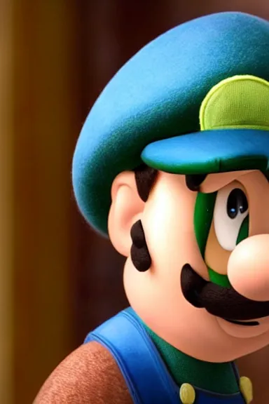 Image similar to very very intricate photorealistic photo of a realistic human version of luigi wearing his hat in an episode of game of thrones, photo is in focus with detailed atmospheric lighting, award - winning details