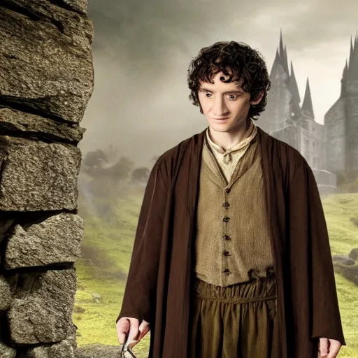 Image similar to still of frodo baggins in a harry potter movie