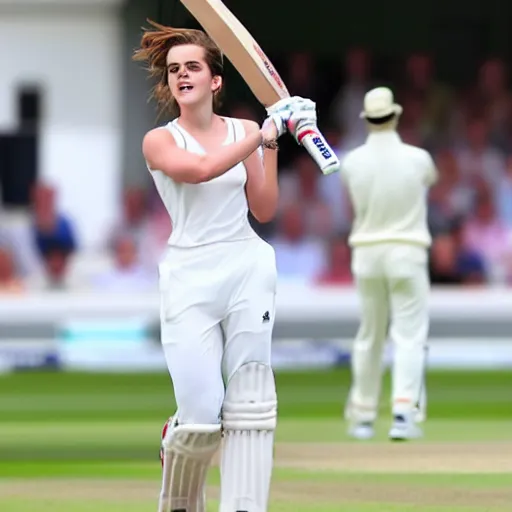 Image similar to emma watson opens the batting for england at lords, cricket