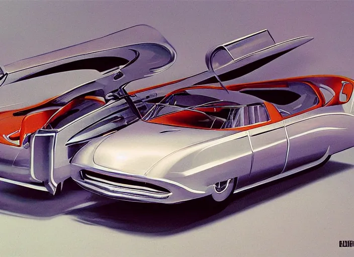 Prompt: diorama, futuristic concept car, 1950s,jukebox,8K, by syd mead