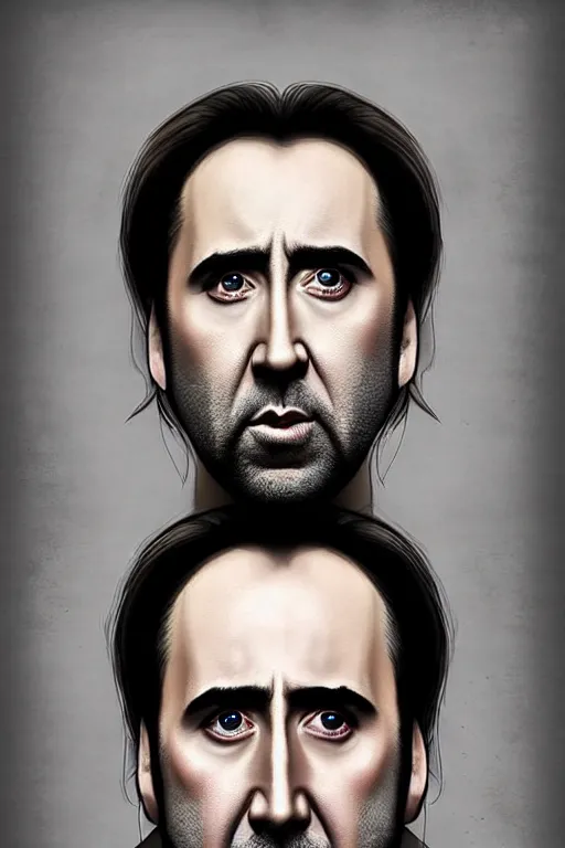 Image similar to a portrait of a Nicolas Cage in a scenic environment by Artgerm, detailed,