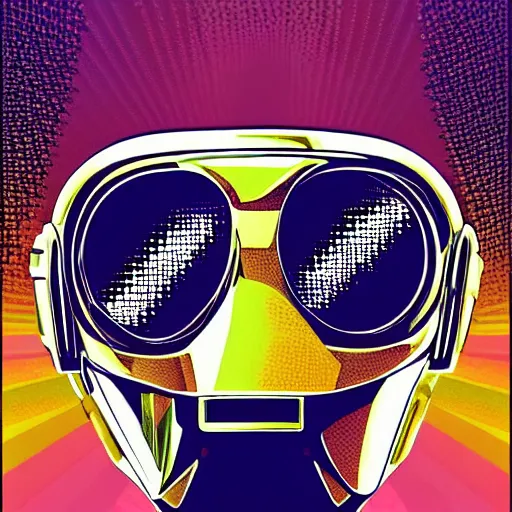 Image similar to daft punk concert in 1 bit art style