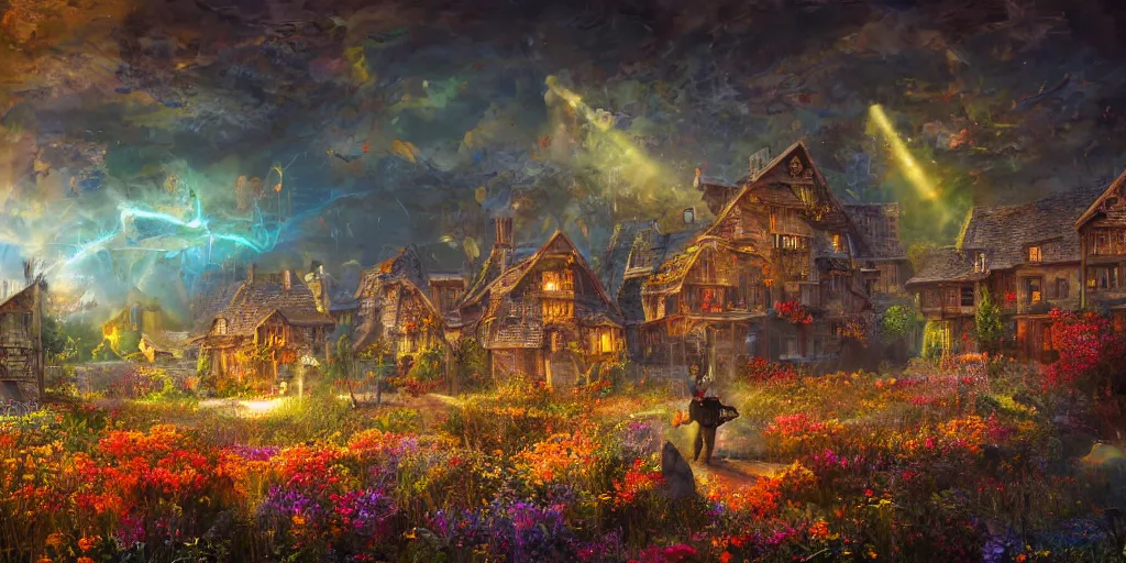 Image similar to and when this happens, and when we allow freedom ring, when we let it ring from every village and every hamlet, from every state and every city, ultrafine highly detailed hyper colorful illustration, sharp focus, rozalski, unreal engine highly rendered, global illumination, radiant light, intricate and detailed environment