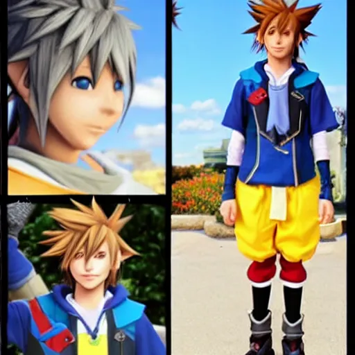 Image similar to sora cosplay by jerry seinfeld!!!!!!!!!!!!, kingdom hearts